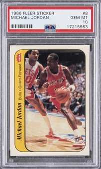 1986/87 Fleer Stickers #8 Michael Jordan Rookie Card – PSA GEM MT 10